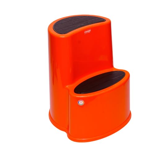 Image of Multipurpose Step Stool with Anti-Skid Surface for Home, Kitchen & Office | Premium Plastic Ladder Stool | 220 kg Hight Weight Load Capacity | 60 x 47 x 51.5 cm  (Mango Orange)