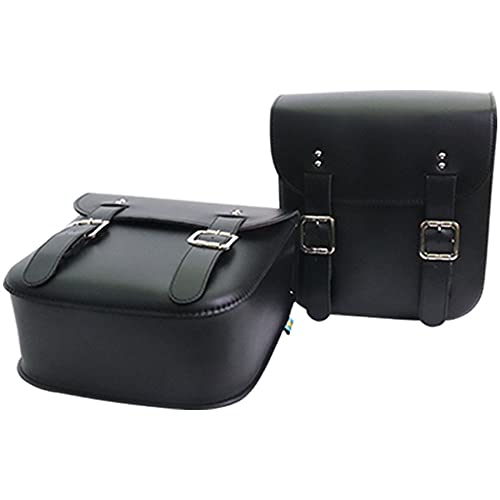 life_mart バイクサイドバッグ 【 両サイド 2個セット バックル付き レザー調 】 サイドバッグ 汎用 大容量 ツーリングバッグ バイク 自転車 ツールバッグ サドルバッグ アメリカン シートバッグ バイカーズ ツーリング バッグ バック サイド