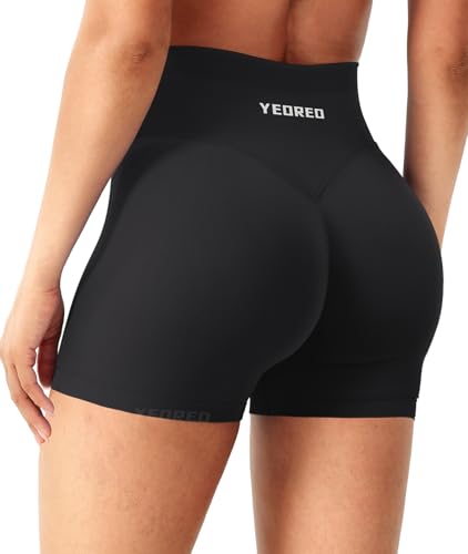 YEOREO Workout Shorts Womens Butt Lifting 4.5" Seamless Hidden Scrunch High Waist Gym Tummy Control Christiy Biker Shorts4