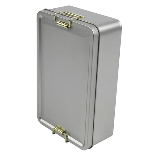 ZYNCUE Lata de almacenamiento de metal para té, galletas y pasteles, recipiente rectangular para alimentos con tapa, caja de hojalata reutilizable para organización del hogar