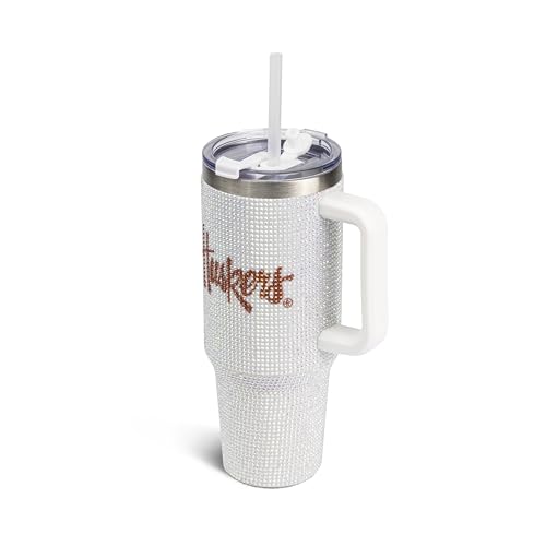 Image of The Memory Company Officially Licensed 40oz White Bling Game Day Tumbler, University of Nebraska, Lincoln