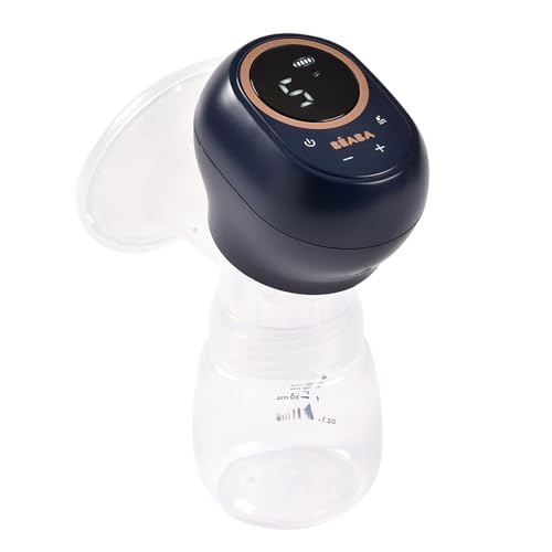 BÉABA, Extractor de leche eléctrico Simple, Nómada y Ligero, 3 Modos, 9 Niveles, Silencioso, Gran capacidad 180mL, Luz nocturna, Temporizador, Función memoria, 6 usos, Carga USB C, Azul noche