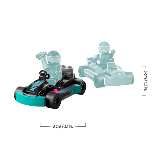 LEGO City Go-Karts mit Rennfahrern, Set mit 2 Rennfahrer-Minifiguren und Rennautos, Auto-Spielzeug ab 5 Jahren für Jungs und Mädchen, lustiges Geschenk für Kinder 60400