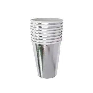 Lalantopparties Silver Paper Cups, Disposable Cups, Foil Drinking Cups for Cold Beverages, Party Decoration Supplies, Birthday, Boy Or Girl, Anniversary, Wedding Tablewear Cutlery 8Oz (Pack of 10)