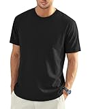 EKLENTSON Cotton T Shirts for Men Casual Short Sleeve Shirts Fitted Crew Neck Tee Solid Color Tshirt Summer Black XL