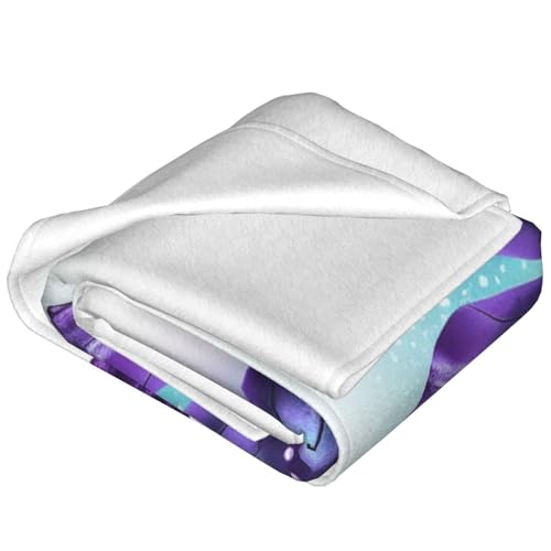 Couverture flanelle microfibre papillon bleu et violet toutes saisons