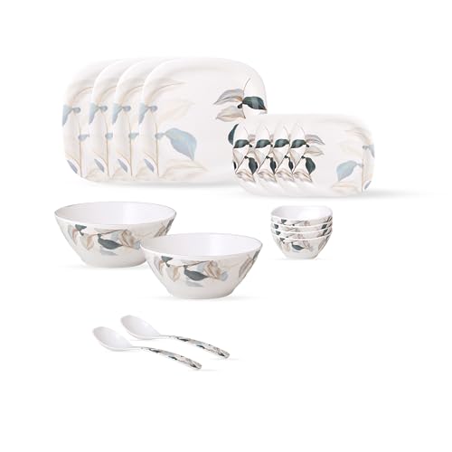 Image of Golden Fish 16 Pcs Multi-Course Dinner Set for 4 | 4 Full Plates, 4 Quarter Plates, 4 Veg Bowls, 2 Donga & 2 Serving Spoons | Organized Meal Serving Combo for Home Dining & Entertaining 12