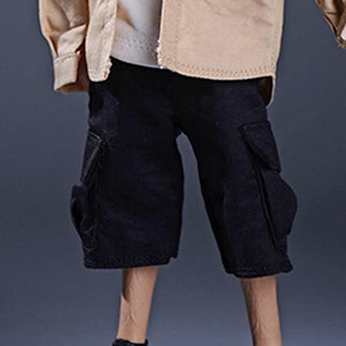 Deevoka 1/12 Scale Male Figure Cargo Pants Athletic Shorts With Extra Pockets For 6Inch Male Soldier Figures Body Accessory, Black #TOP6