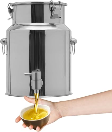 Jarra de Leche de Acero Inoxidable 304 de 10 L/2,6 galones con Grifo y Tapa sellada, dispensador de Bebidas, Jarra de Leche para Uso doméstico, agrícola y Comercial