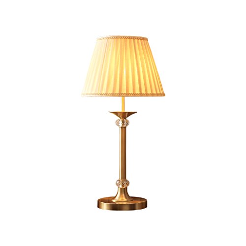 Preisvergleich Produktbild Little Beauty Moderne Tischlampen American Country Style Kupfer Tischlampe, Stoff runden Lampenschirm, Wohnzimmer Schlafzimmer Nachttisch Leselampe, E27 Schlafzimmer Schreibtischlampe