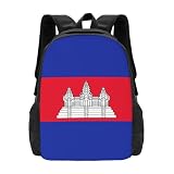 HJLUUFT Mochila de viaje ligera con estampado de bandera de Camboya para llevar en vuelo, mochila para laptop, bolsa de viaje para artículos personales, Negro -, Talla única, Compacto