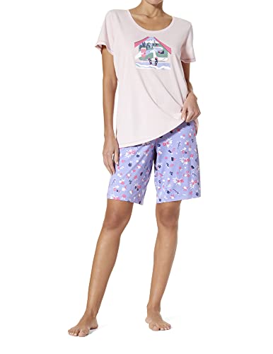 Hue Womens Short Sleeve Shirt And Bermuda Sleep Short 2 Piece Pajama Set, Lotus, Large Us #TOP11