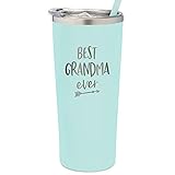 SassyCups Best Grandma Ever Tumbler | 22 Ounce Engraved Mint Stainless Steel Insulated Tumbler with Lid and Straw | Grandma Tumbler | New Grandma | Grandma Again | Birthday For Grandma | Grandma Bday