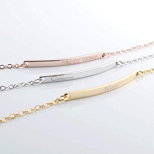Dainty Name Personalized Gift Bar Bracelet - 16K Gold/Silver/Rose Gold Plated - Delicate Plate with Initial - Customized Bracelet - Thumbnail 5