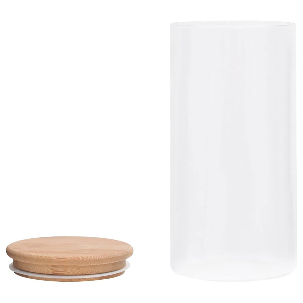 Juego de 4 tarros de almacenamiento de 1200 ml con tapa de bambú – Tarros de almacenamiento para cocina, almacenamiento de cristal