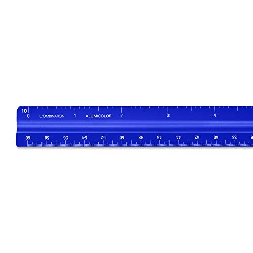 Image of Alumicolor Aluminum Combination Solid Drafting Scale, 12IN, Blue