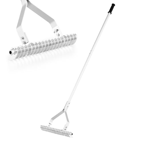 GOPLUS Râteau de Jardin 178cm, Râteau de Gazon en Aluminium avec Manche et Tête Réglable en Angle, 19 Dents Courbées, pour Entretien du Gazon, Nettoyage des Mauvaises Herbes