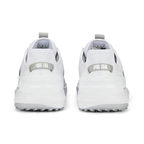 Puma Golf Men's Ignite Elevate Wide Golf Shoe, Puma White-Puma Silver, 10
