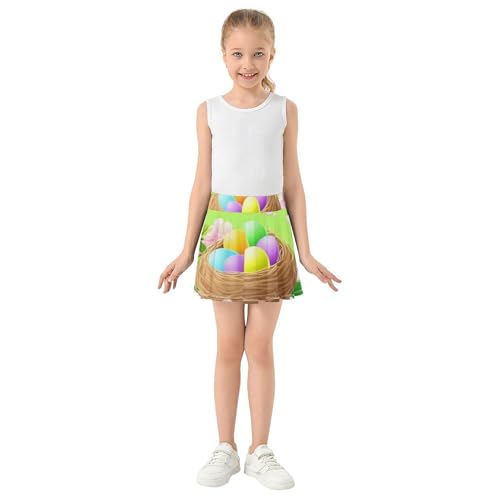 Blue Pink Athletic Shorts Girls Skorts Toddler Tennis Skirts Flowy Skort Easter Nest Colorful Eggs 4t3
