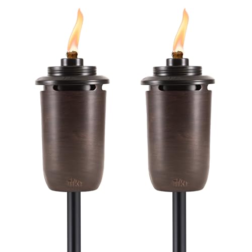 TIKI 2-Pack Honey Copper Outdoor Torches – Easy Install Decorative TIKI Torches for Patio, Backyard & Garden – Includes Long-Lasting Wicks & Snuffer, Weather-Resistant, Bronze