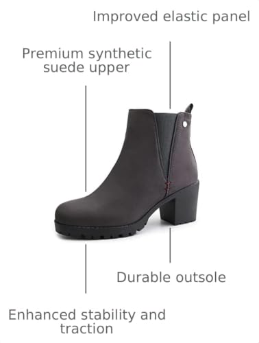 Image of JABASIC Women Suede Ankle Booties Slip On Chelsea Boots