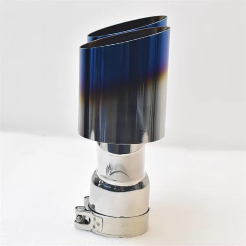 Pot d'échappement bleu voiture avec double embout universel 76mm 89mm