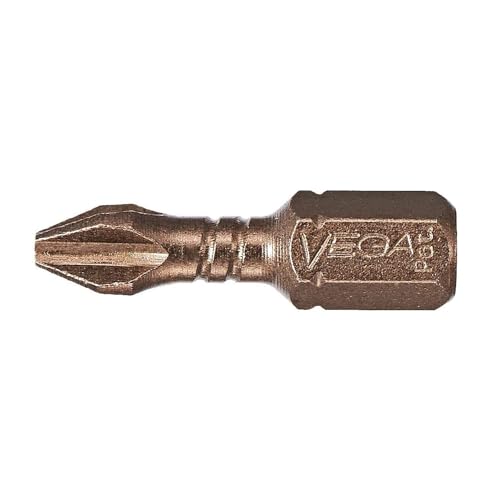 Phillips #2 Impact Driver Bits 1' Bits. Vega Professional Grade S2 Steel and CNC Machined P2 Screwdriver Bits. P125P2A-25 (Pack of 25)