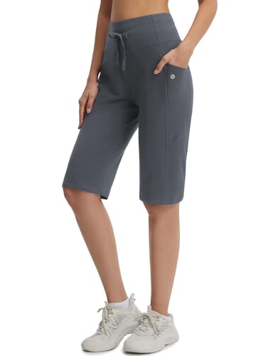 Pantalon yoga femme coton court anti-glissement taille haute