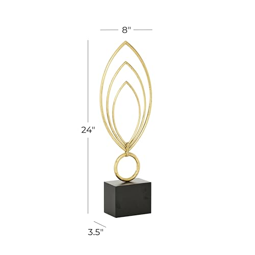 Escultura Decorativa Abstracta de Metal con Base Negra Dorada 8" x 4" x 24" miniatura 6