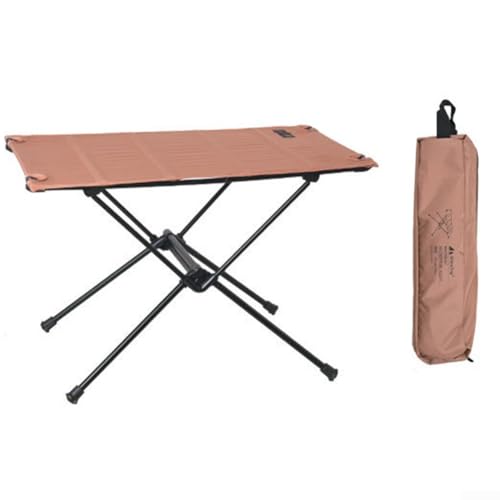 Mesa de camping plegable compacta para actividades al aire libre, barbacoa y picnics con soporte de aleación de aluminio (color arena)