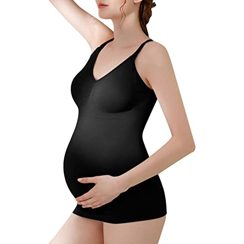 Soutien-gorge pour femme - Débardeur d'allaitement intégré - Camisole de maternité avec coussinets d'allaitement - 2026, Noir , XL