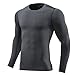 Men's Compression Shirt Gym Athletic Workout Long Sleeve Baselayer Quick-Drying Slimming Running Fitness T Shirts Dark Gray