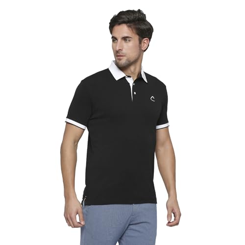 Image of Being Human Black Regular Fit Men's Polo T-Shirt Clothing