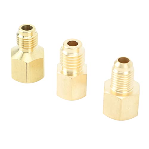 Wifehelper 3-teiliger Messing-Kältemitteltank-Adapter, Klimaanlagen-Adapter, Vakuumpumpen-Adapter, Kühlhandhabung, Ladewerkzeug,...