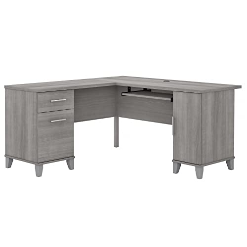 Bush Furniture Somerset - Escritorio en forma de L con almacenamiento, 60 W, color gris platino Cover