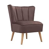  WeHome - poltrona in velluto modello vintage con gambe in ferro dorate alte 23cm e poltrona con imbottitura in schiuma dal design vintage e confortevole (Nocciola)
