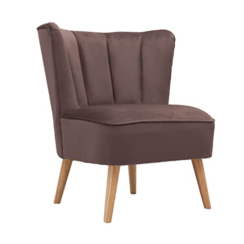  WeHome - poltrona in velluto modello vintage con gambe in ferro dorate alte 23cm e poltrona con imbottitura in schiuma dal design vintage e confortevole (Nocciola)