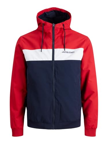 JACK & JONES Herren Jjerush Blocking Hood Bomber Jacke, True Red, S EU