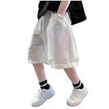 Kids Wide Leg Cargo Shorts Knee Length Baggy Summer Casual Elastic Waist Bermuda Shorts with Pockets for 5-15 Years