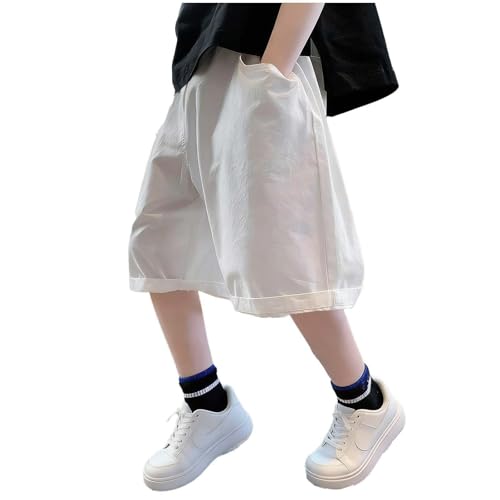 Kids Wide Leg Cargo Shorts Knee Length Baggy Summer Casual Elastic Waist Bermuda Shorts with Pockets for 5-15 Years