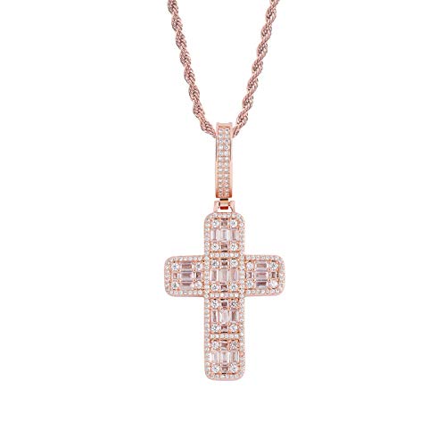 14K Gold Over S925 Cross Design Pendant, Densely Set Moissanite Necklace, A Timeless Symbol with Modern Elegance for Every Occasion,Father's Day Gift