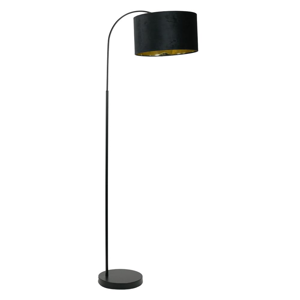 ValueLights | Curva Trend Floor Lamp Black with Black Velvet & Gold Inner Shade | Floor Lamps, Home Décor & Improvement Essential