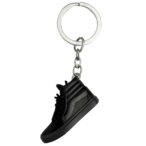Llavero Zapatilla de Deporte, Mini zapato, sneaker, estilo urbano, alta, mini-zapatilla de deporte, Compatible con Vans, Negro
