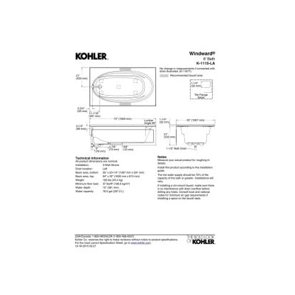 KOHLER K-1115-LA-0 Windward Badewanne mit integrierter Schürze, weiß – Bild 5