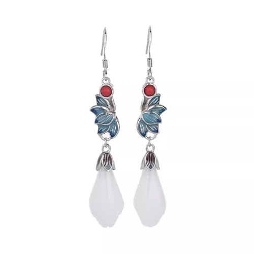 Boucles d'oreilles anciennes chinoises émail argent et crochets d'oreille pour femmes