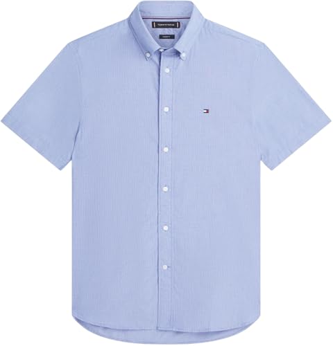 Tommy Hilfiger Herren Hemd Flex Poplin Houndstooth aus Baumwolle, Mehrfarbig (Wedge Blue/Check), XS – Ansicht 6