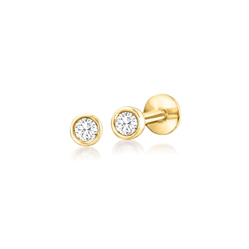 Pure Collection by Ross-Simons 0.10 ct. t.w. Bezel-Set Diamond Flat-Back Stud Earrings in 14kt Yellow Gold