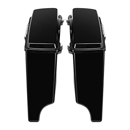 Slmoto SLMT111515-B+100-E-MP001 Vivid Black 5 Inch Stretched Hard Saddlebags Saddle Bag+Conversion Brackets Fit thumb #6