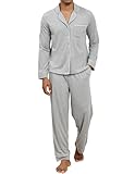 GAESHOW Pijama Hombre Algodón Conjunto de Pijamas Hombre 2 Piezas Manga Larga con Botones y Pantalones Ropa de Dormir