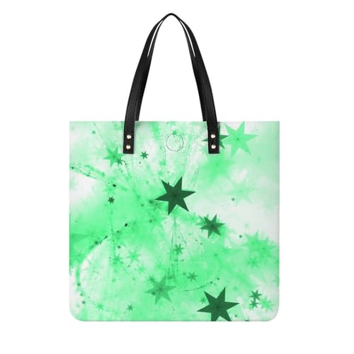 Sac à bandoulière Étoile Verte grand format 39x39cm avec anses renforcées pour femme